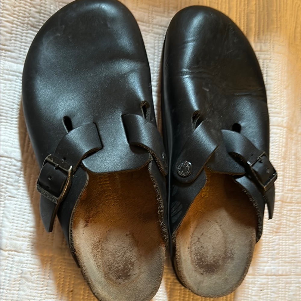 Birkenstock Black Leather Clogs 38